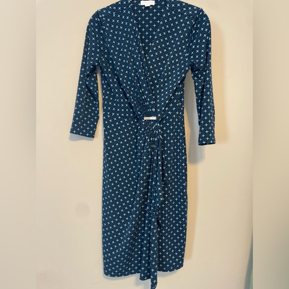 Charter Club Navy and Light Blue Star Pattern Dress